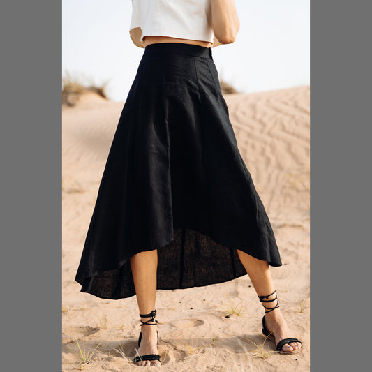Assymetrical Skirt, Black (100% hemp)
