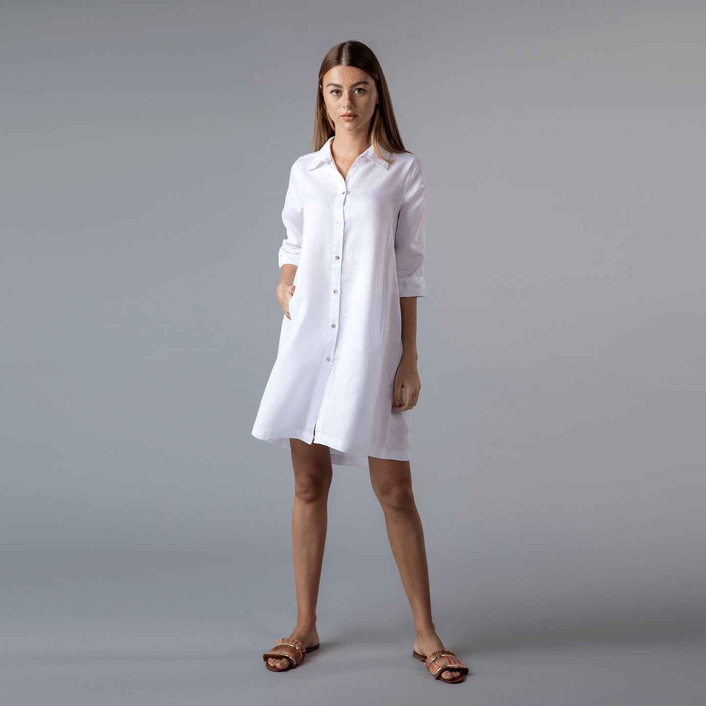 Linen White Shirt dress