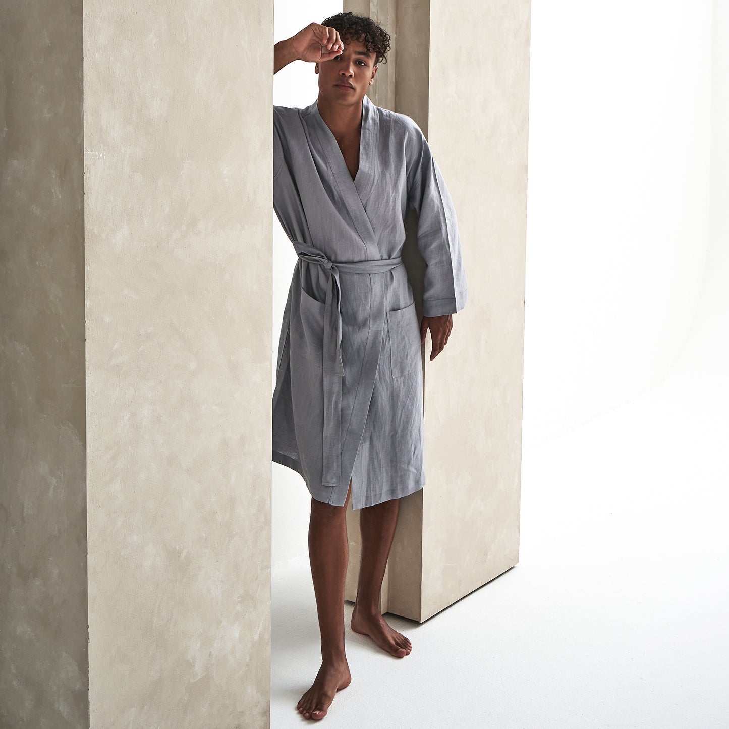 Linen, luxurious home robe, Steel