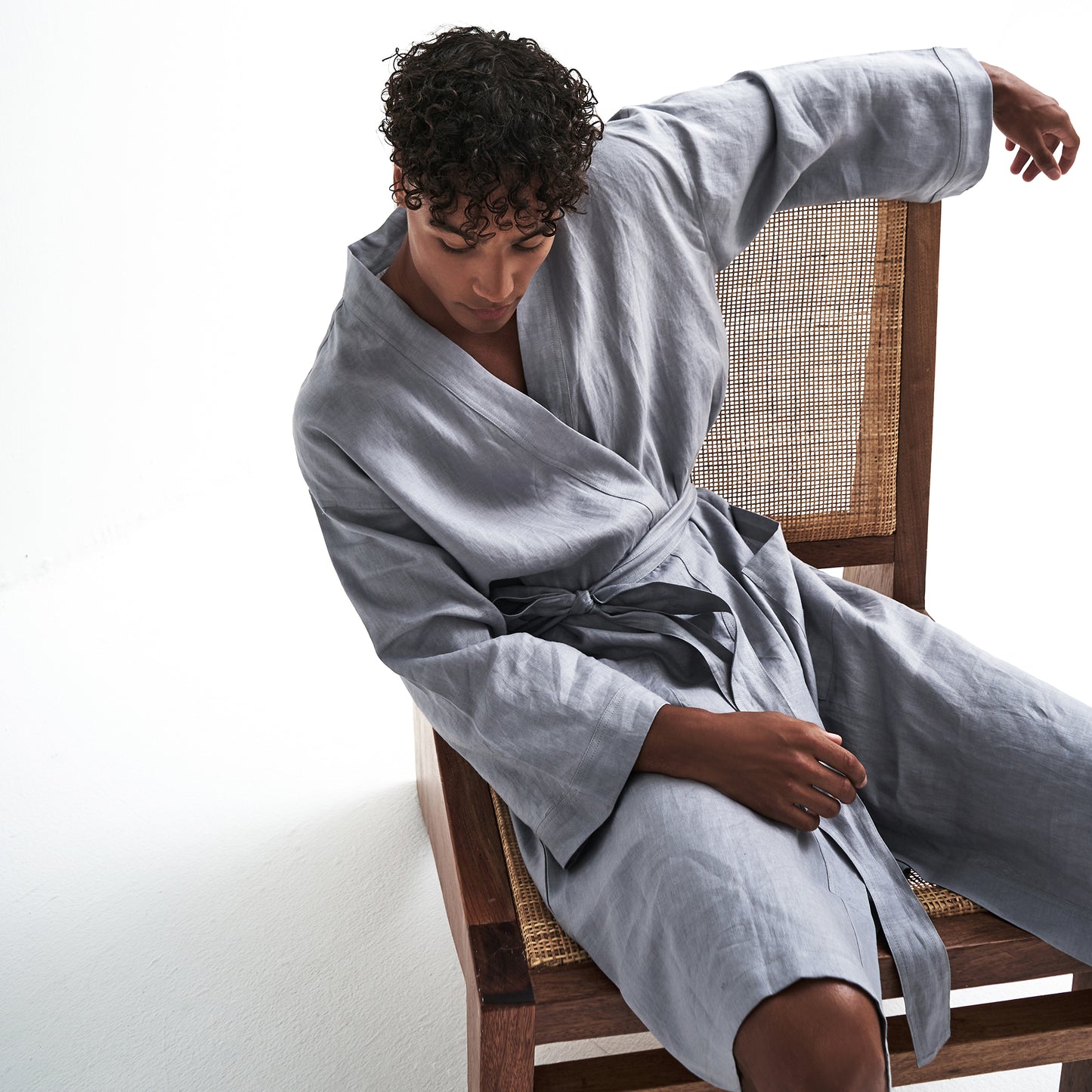 Linen, luxurious home robe, Steel